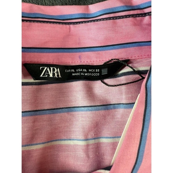 NWT Zara Womens XL Pink Striped Button Down Long Sleeve Layering Shirt - Picture 2 of 11